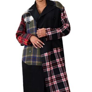 Oversized Patchwork Plaid Woman’s  Coat
